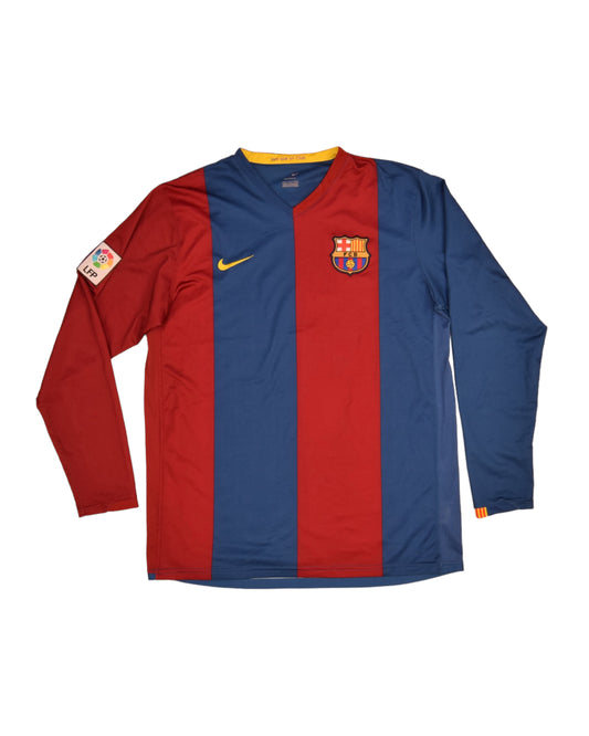 Barcelona Nike Sphere Dry Home Football Shirt 2007-2008 Size L Red Blue Long Sleeve