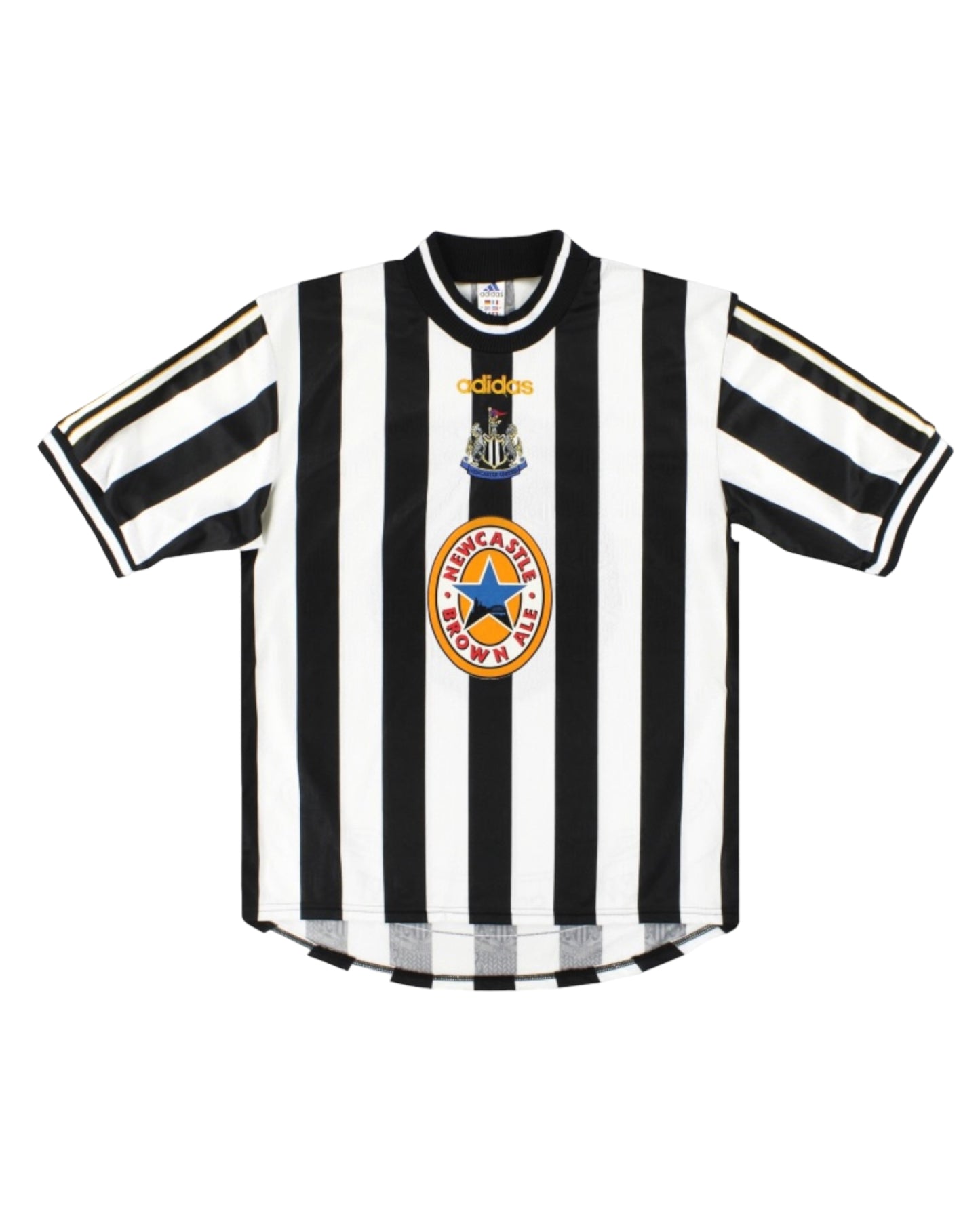 Newcastle Adidas 1997 - 1998 Home Football Shirt Made in England Size M White Black Newcastle Brown Ale