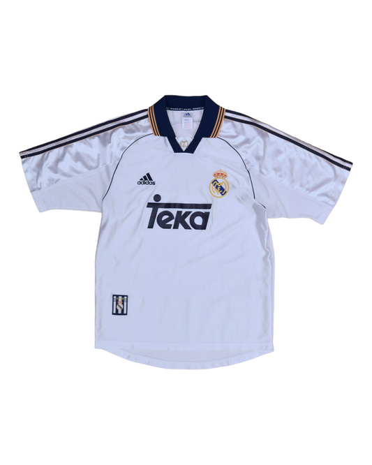 Real Madrid Adidas 1998-1999 Home Football Shirt Size S White Shiny Teka