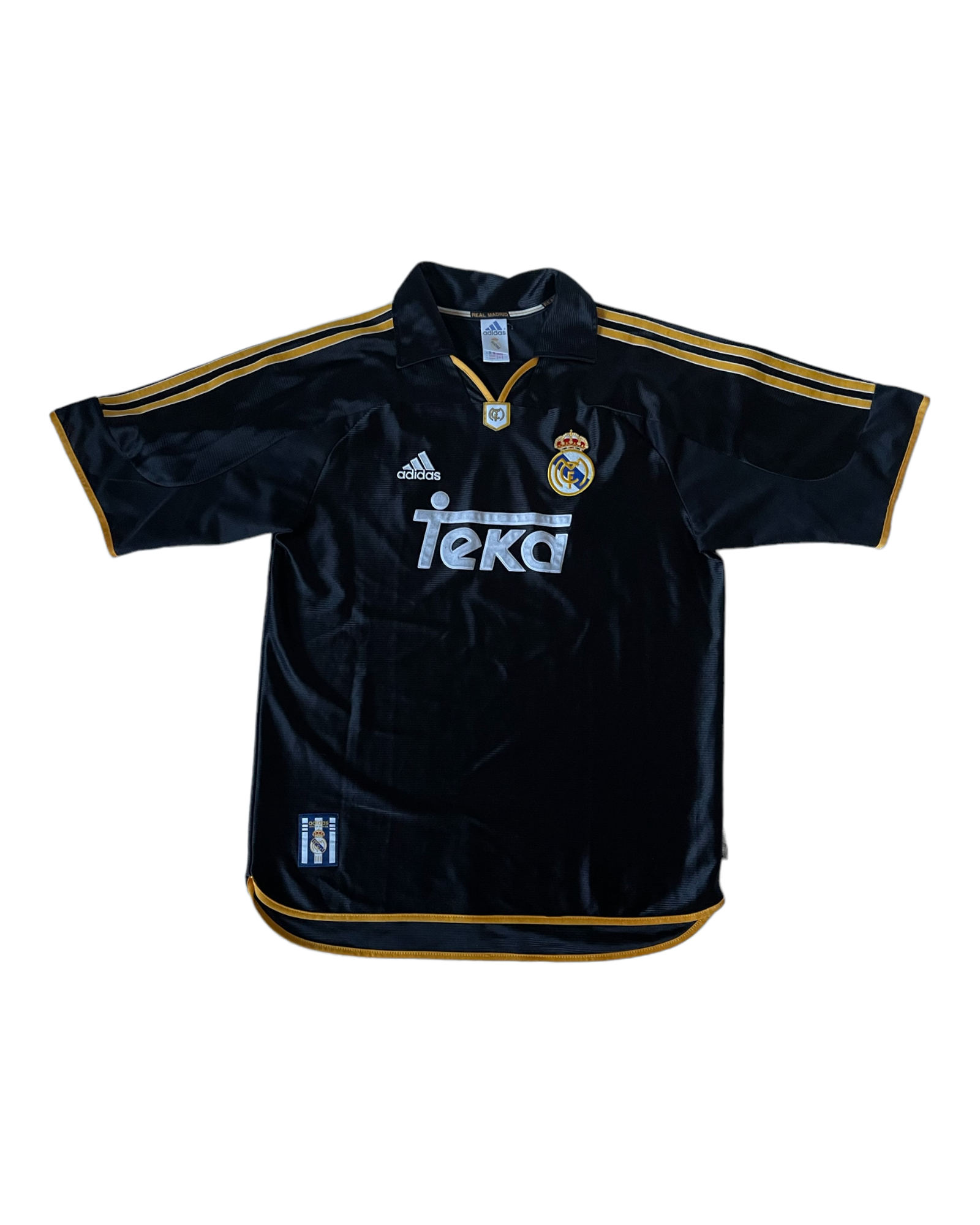 Vintage Real Madrid Adidas 1999-2001 Away Football Shirt Black Shiny Size M Teka