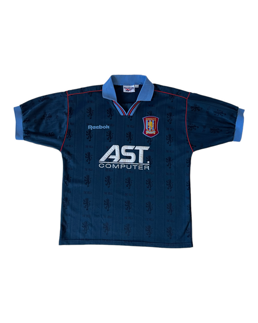 Vintage Aston Villa Reebok 1995-1996-1997 Away Football Shirt Blue AST Computer Size M