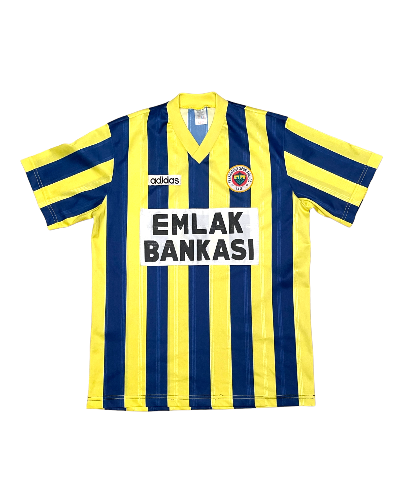 Vintage Fenerbahçe Spor Kulübü Adidas 1995-1996 Home Football Shirt #4 Blue Yellow Emlak Bankası Size XL