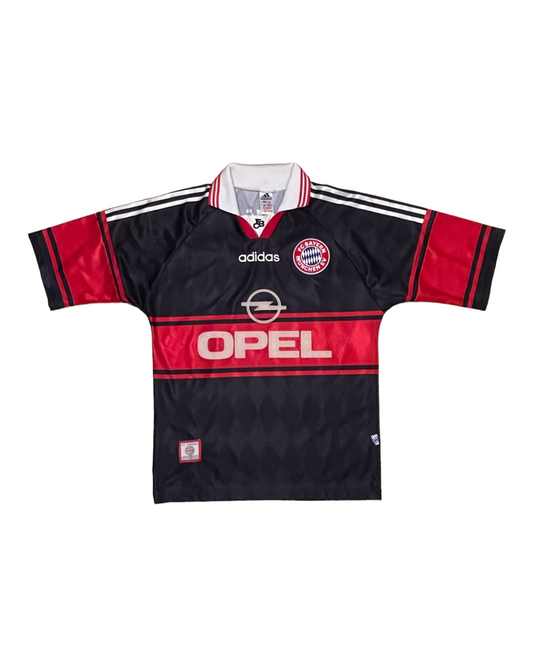 Vintage Bayern Munchen Munich Adidas Home Football Shirt 1997-1999 Black Red Opel Size S Made in England