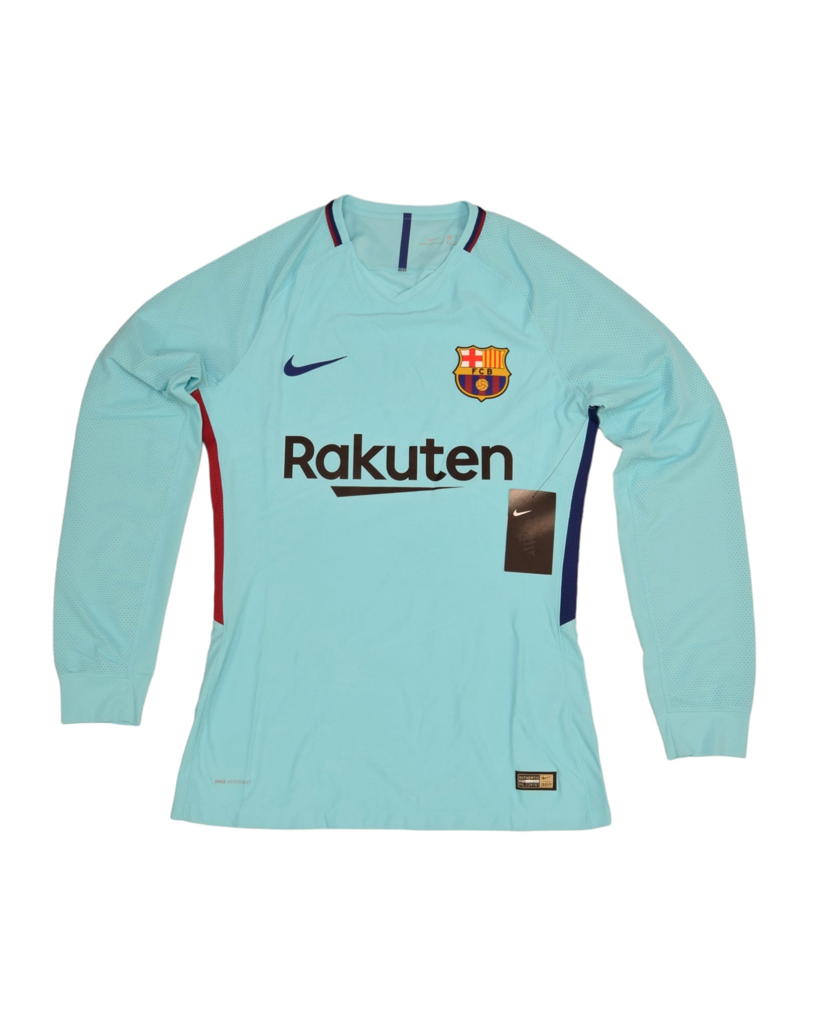 Authentic New FC Barcelona Nike Aeroswift Player Issue Away Football Shirt 2017-2018 Long Sleeves BNWT Deadstock Size M Vivid Blue Rakuten Unicef
