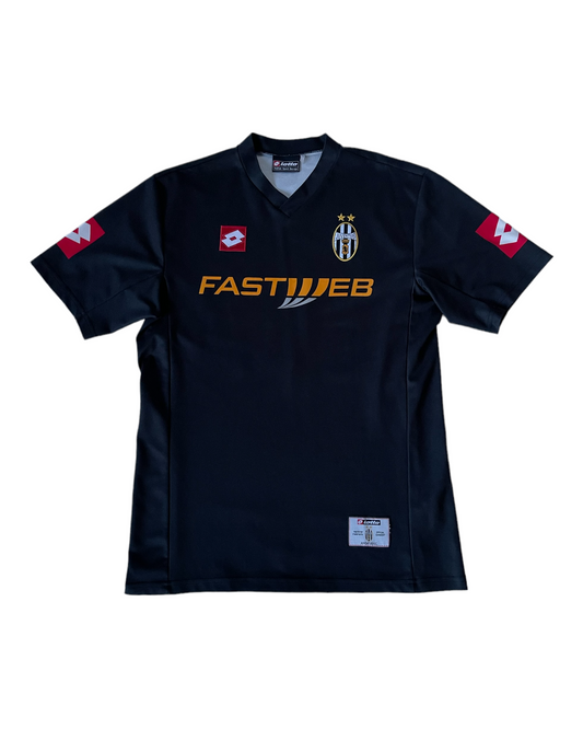 Juventus F.C. Lotto 2001-2002 Away Football Shirt Black Made in Italy FASTWEB