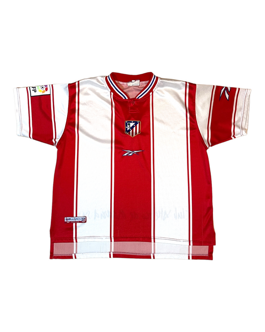 Vintage Atletico Madrid Reebok 1999 - 2000 Home Football Shirt Red White Size L