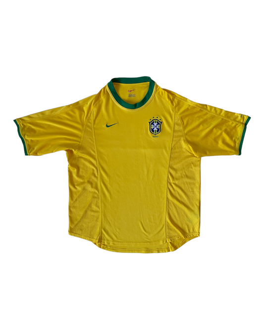 Brazil Brasil Nike 2000-2001 Home Football Shirt Yellow Green Made in Brasil DRI FIT
