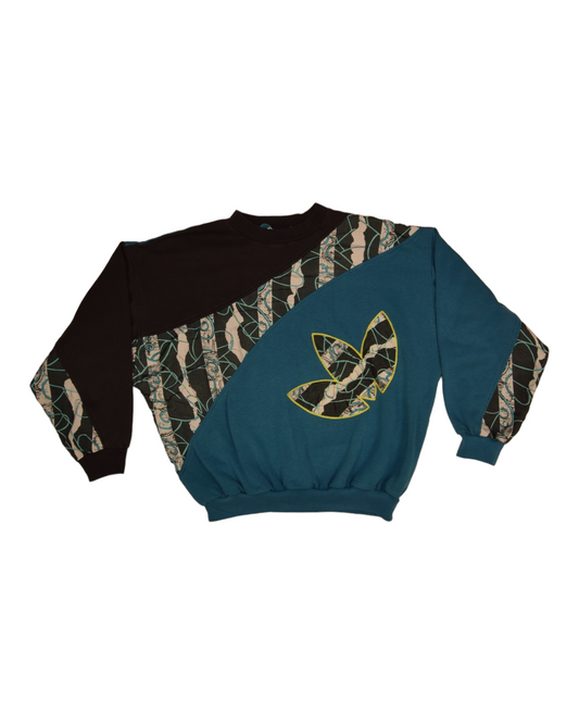 Vintage 90's Adidas Trefoil Sweatshirt Crew Neck Size M Cotton Turquoise