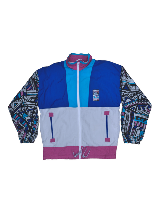 Vintage Adidas Jacket / Shell  Pink Blue Cyan White Size M L