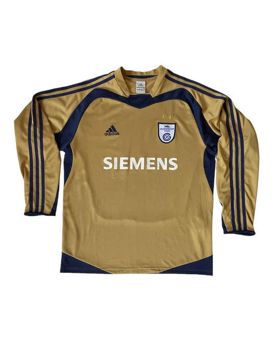 Grasshopper Club Zürich Adidas 2004 - 2005 Away Football Shirt Size M Rare Long Sleeve Version Golden Blue Siemens  Peugeot