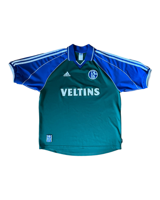 Schalke 04 Adidas 1999 - 2000 Away Football Shirt Green Blue Veltins Size XL Made in Italy Climate