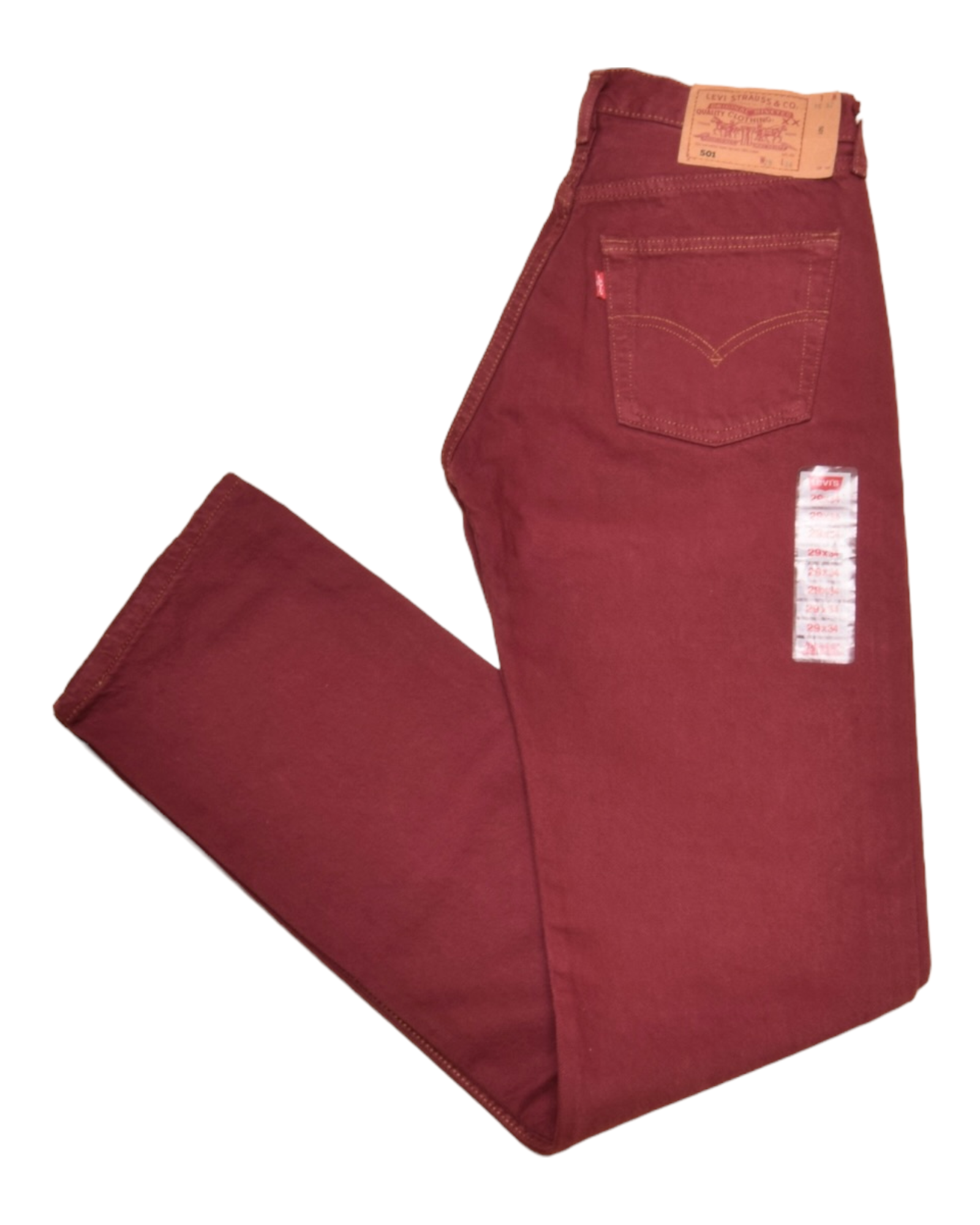 Levi's Strauss 501 Denim Jeans Pants W29L34 Burgundy
