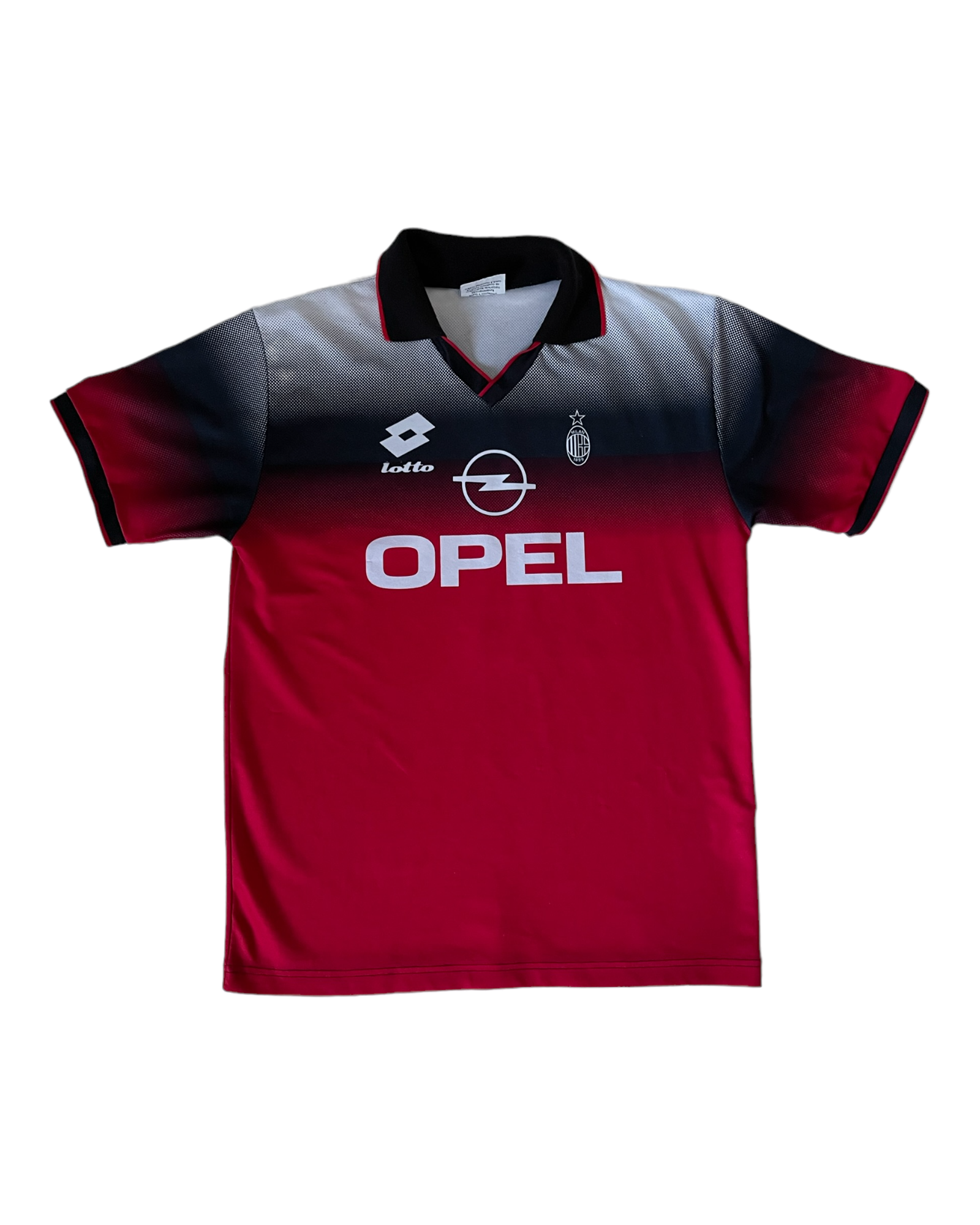 Vintage AC Milan Lotto 1995-1996 Training Shirt / Jersey Opel Red White Black Size XL