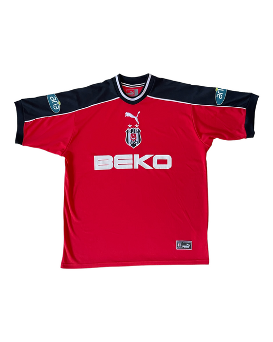 Besiktas Istanbul Puma 2001 - 2002 Away Third Football Shirt Size L Red Black Beko Aria