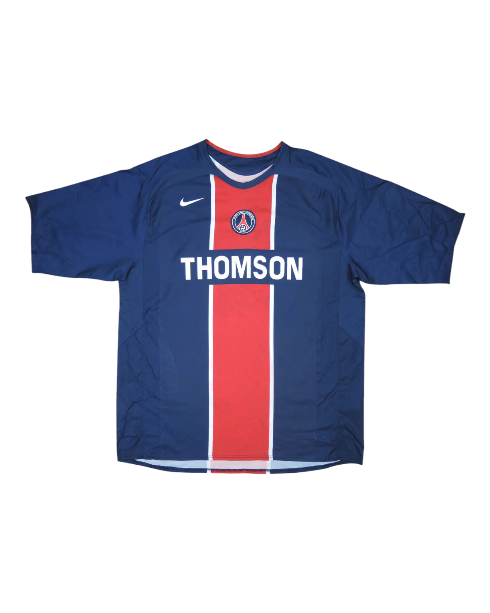 PSG Paris Saint Germain Nike Total 90 2005 - 2006 Home Football Shirt Red Blue Thomson Size L