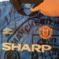 Vintage Manchester United Umbro Away Football Shirt 1992-1993 Blue Size M Sharp