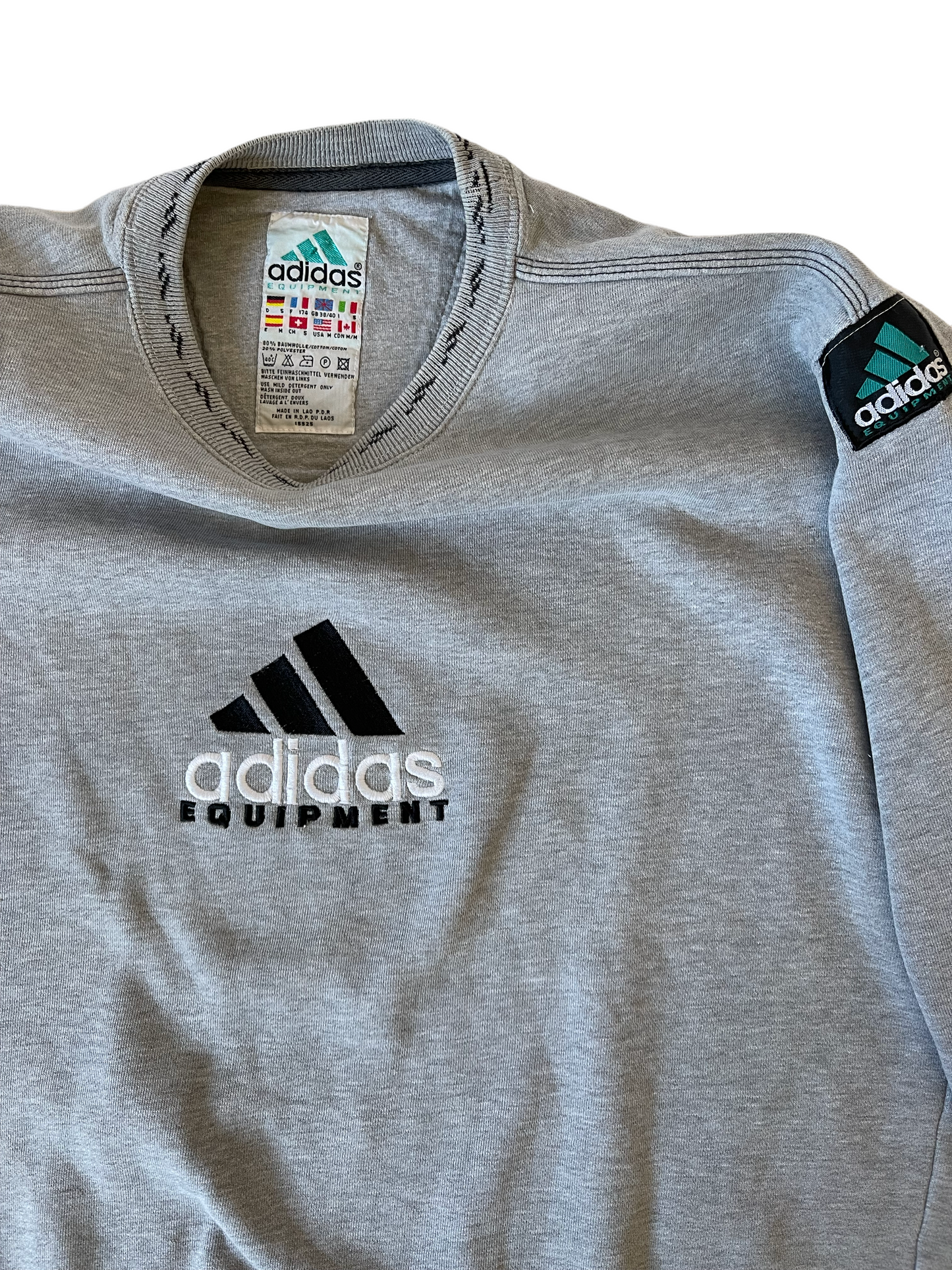 Vintage 90's Adidas Equipment Sweatshirt Grey Size M - L Heavy Cotton