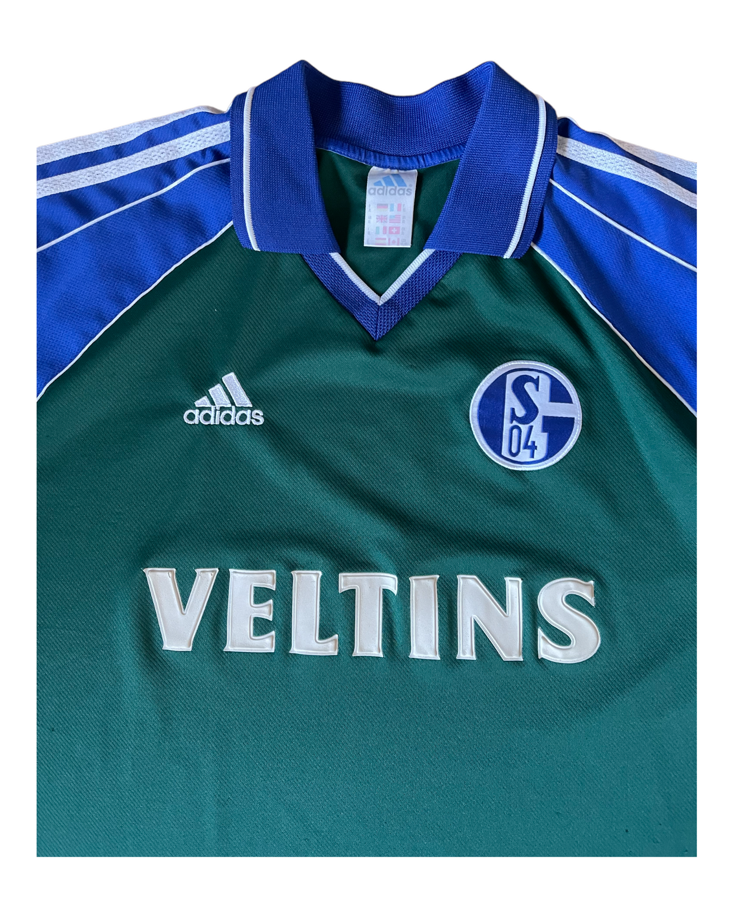 Schalke 04 Adidas 1999 - 2000 Away Football Shirt Green Blue Veltins Size XL Made in Italy Climate