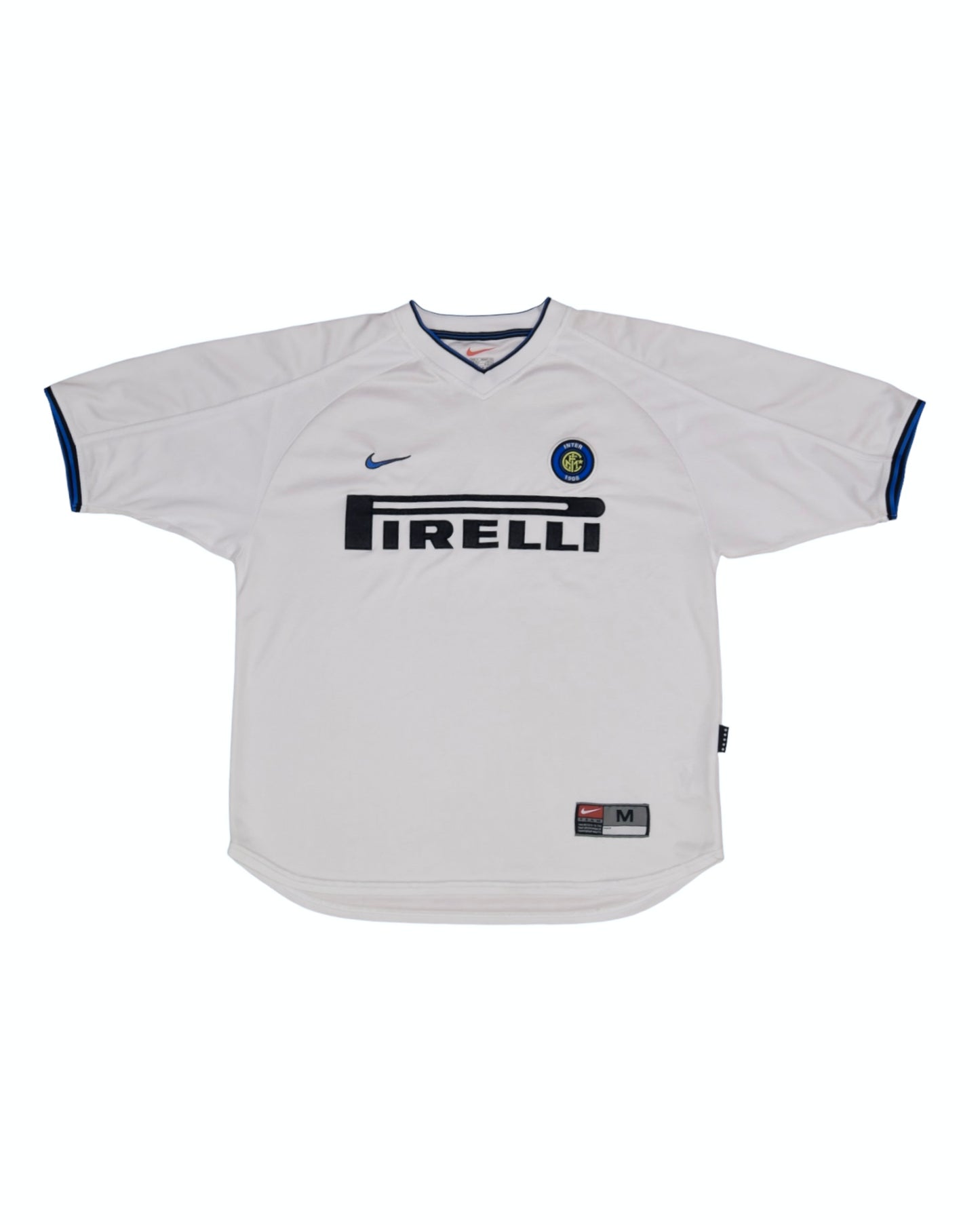 Inter Internazionale Milano Milan Nike 1999 - 2000 Away Football Shirt White Pirelli Size M Made in UK
