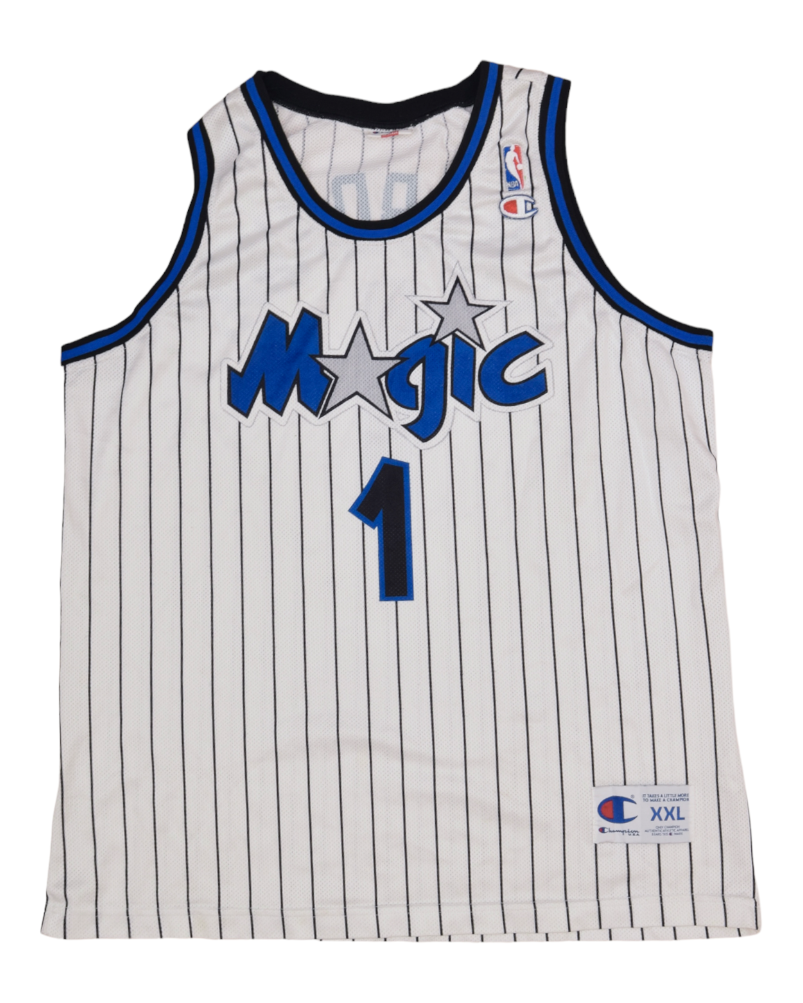 Vintage Orlando Magic Anfernee Penny Hardaway Champion 1993 - 1994 #1 Jersey NBA Basketball White Black Stripes Size XXL