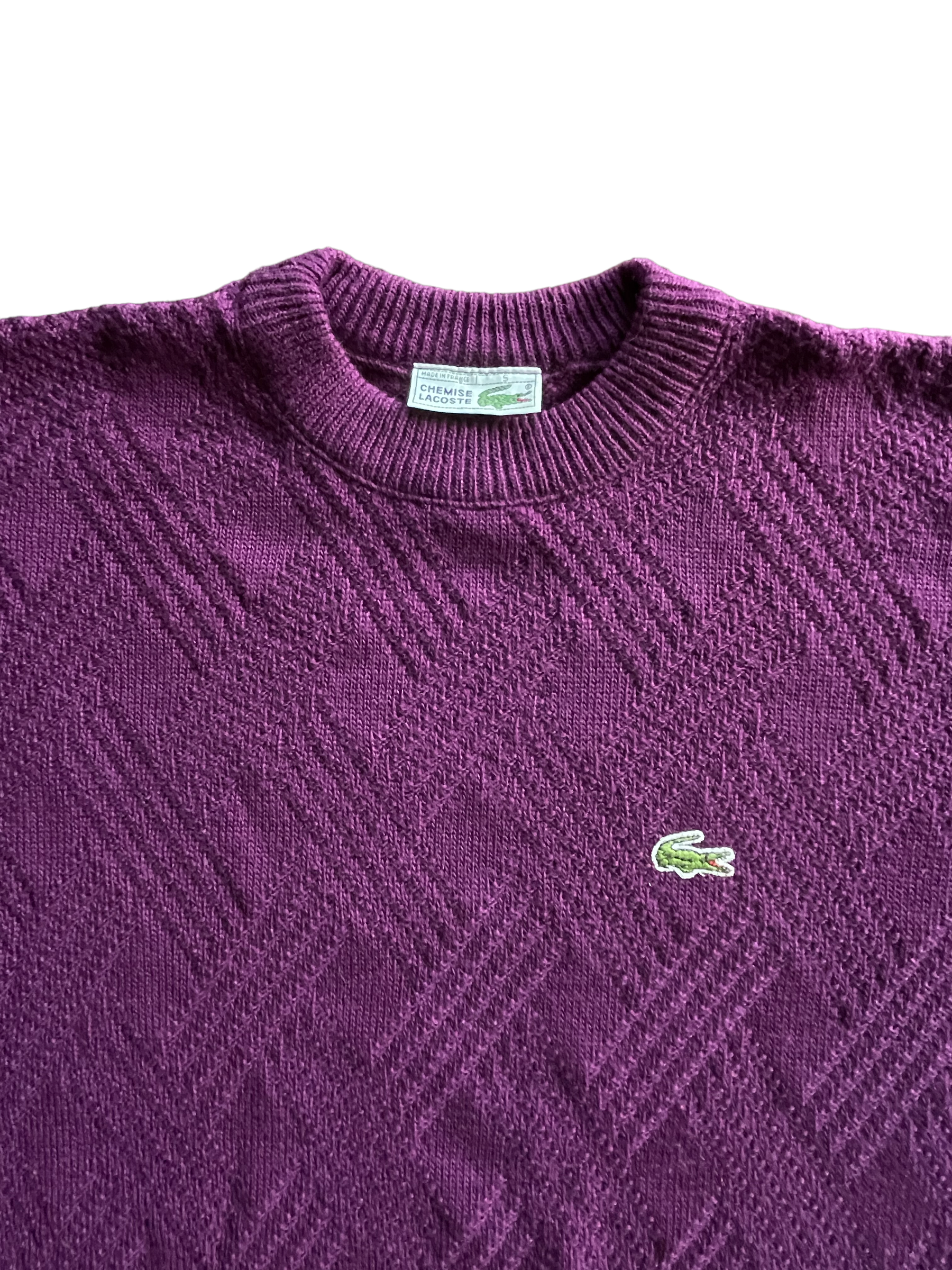 Vintage 80's Chemise Lacoste Jumper Made in France Purple Size M L