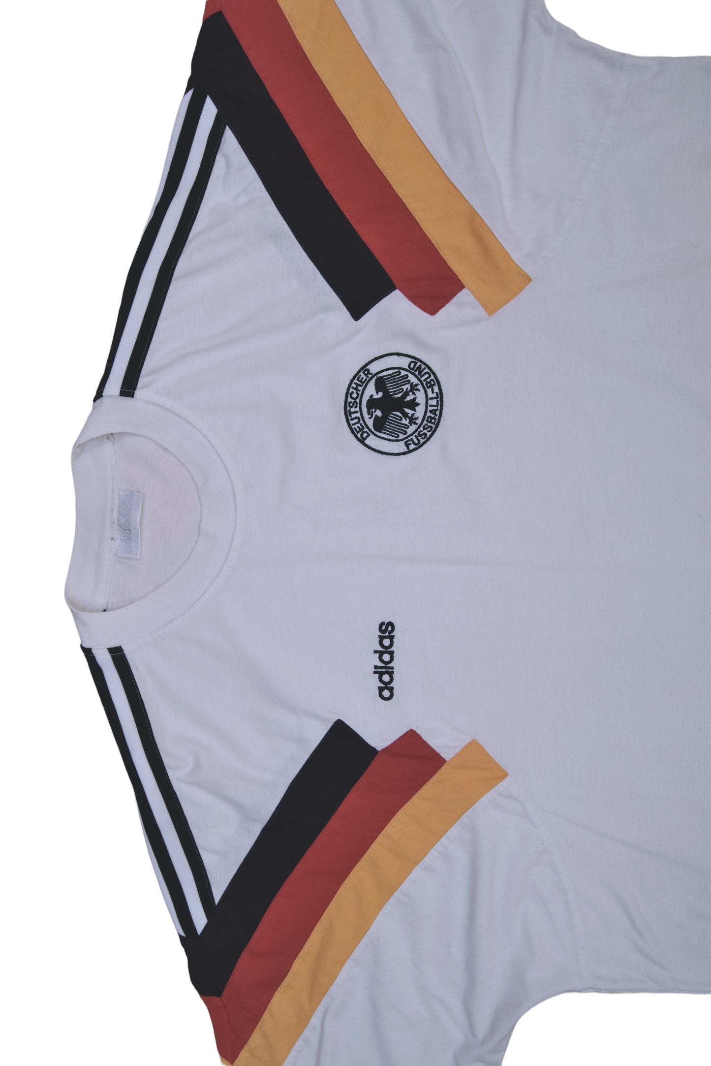 Vintage Germany Deutschland Adidas 1992-1993 Football Training T-Shirt Jersey White Yellow Red Black Size XL