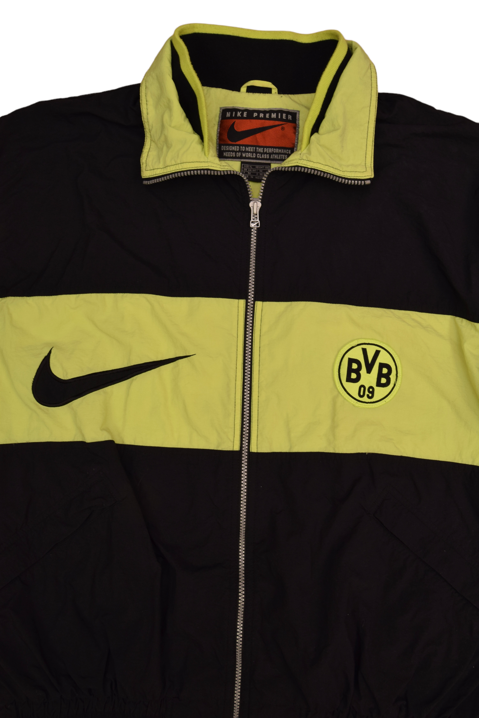 Vintage BVB Borussia Dortmund Nike Premier 1995 - 1996 Jacket Size XL Black Neon Yellow