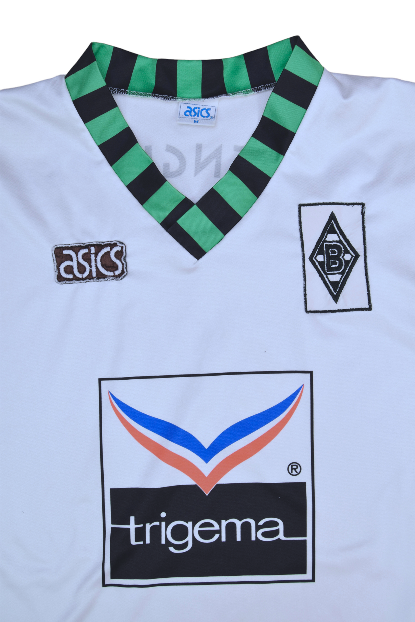 Borussia Mönchengladbach 1992 - 1993 - 1994 Asics Home Football Shirt Size M White Green Black  Trigema