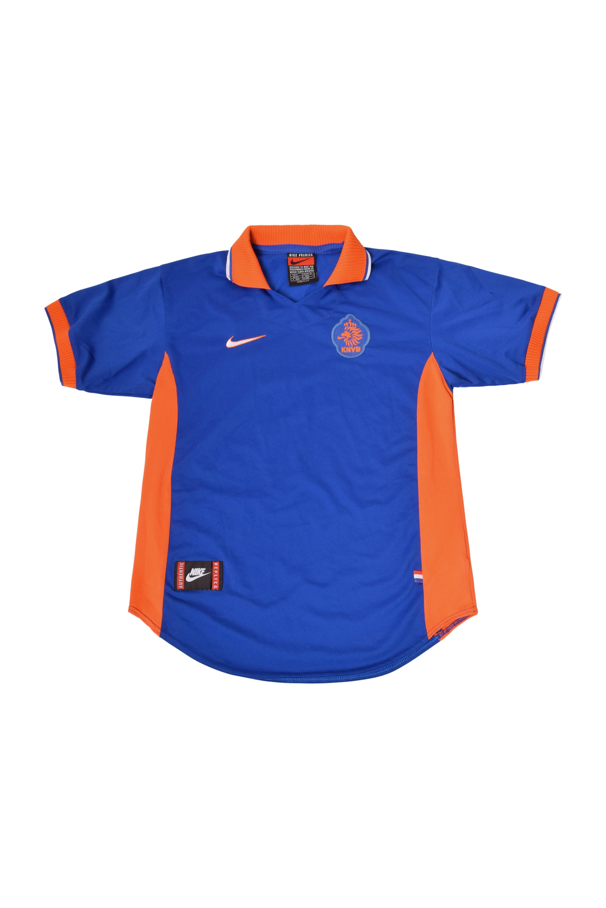 Vintage Holland Nike Premier  1996 1997 1998 Away Football Shirt Blue Made in UK