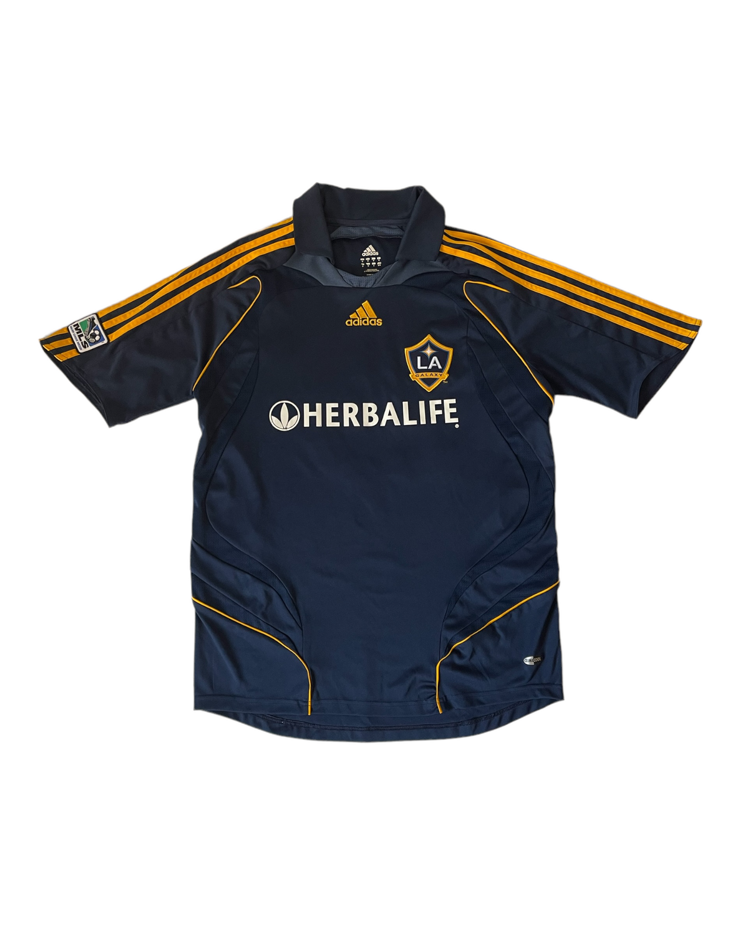 David Beckham LA Galaxy Adidas 2007-2008 Away Football Shirt MLS Herbalife ClimaCool Size M Blue