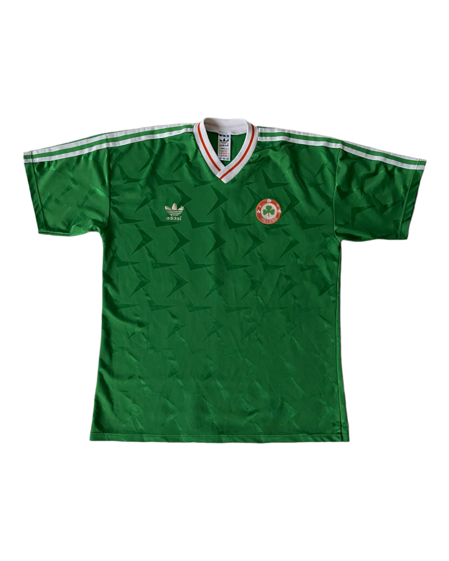 Vintage Ireland Adidas 1990 - 1992 Home Football Shirt Green Size L Made in UK