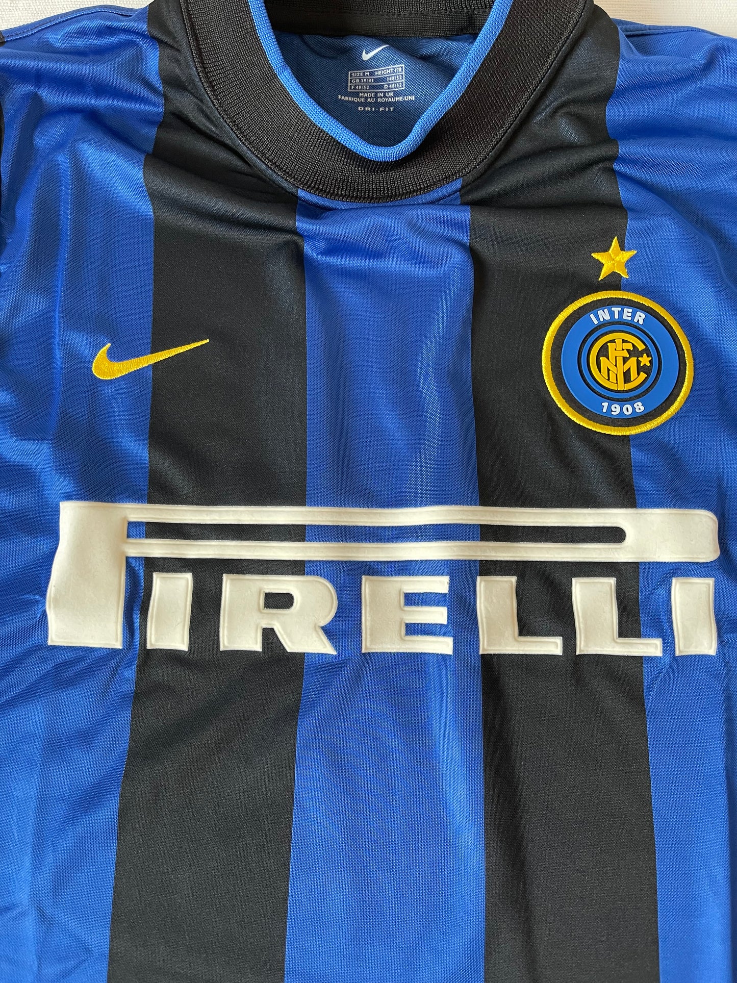 Inter Internazionale Milano Milan Nike Team 2000-2001 Home Football Shirt Black Blue Pirelli Size M Made in UK BNWT DRI-FIT