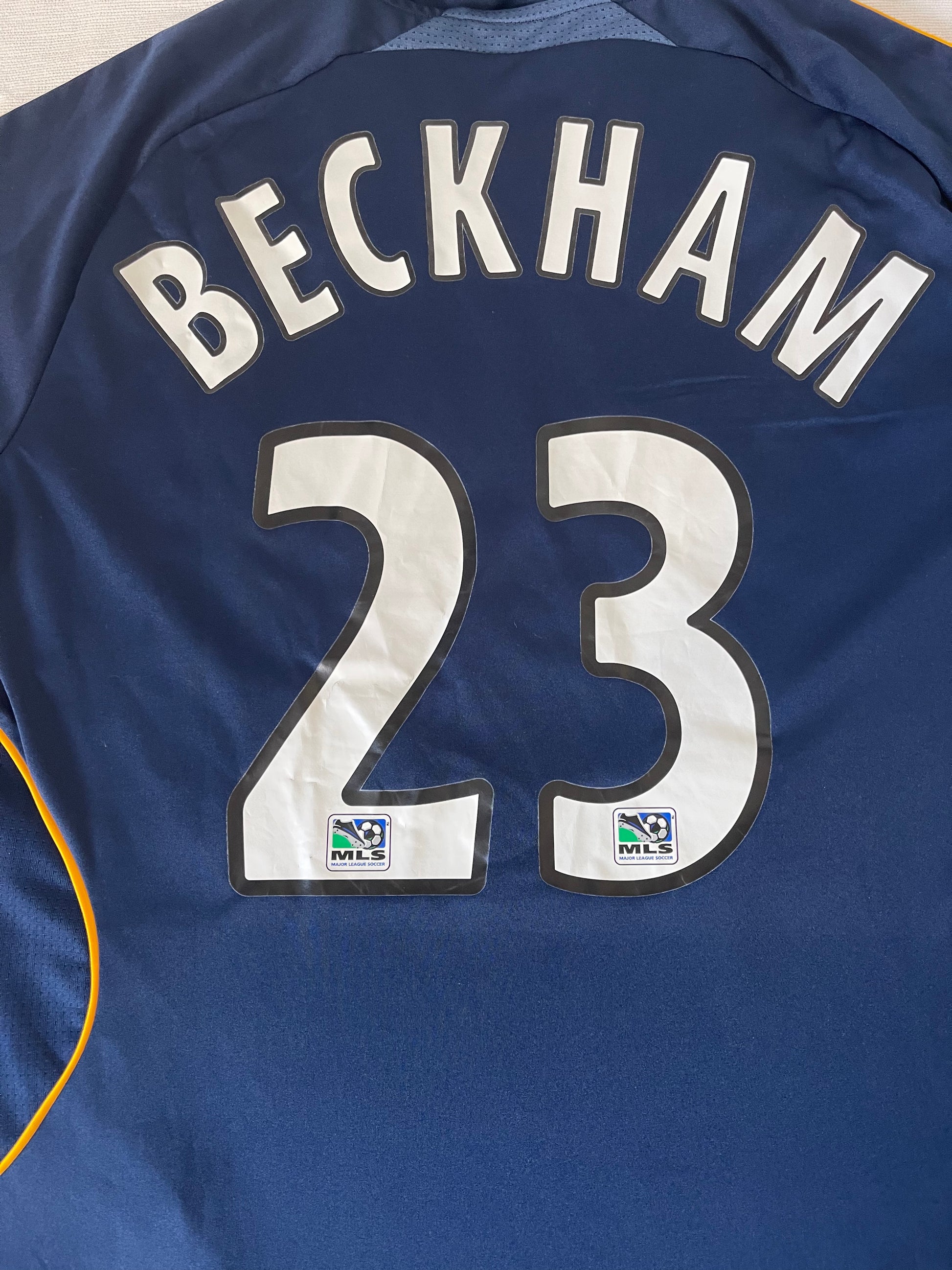 David Beckham LA Galaxy Adidas 2007-2008 Away Football Shirt MLS Herbalife ClimaCool Size M Blue