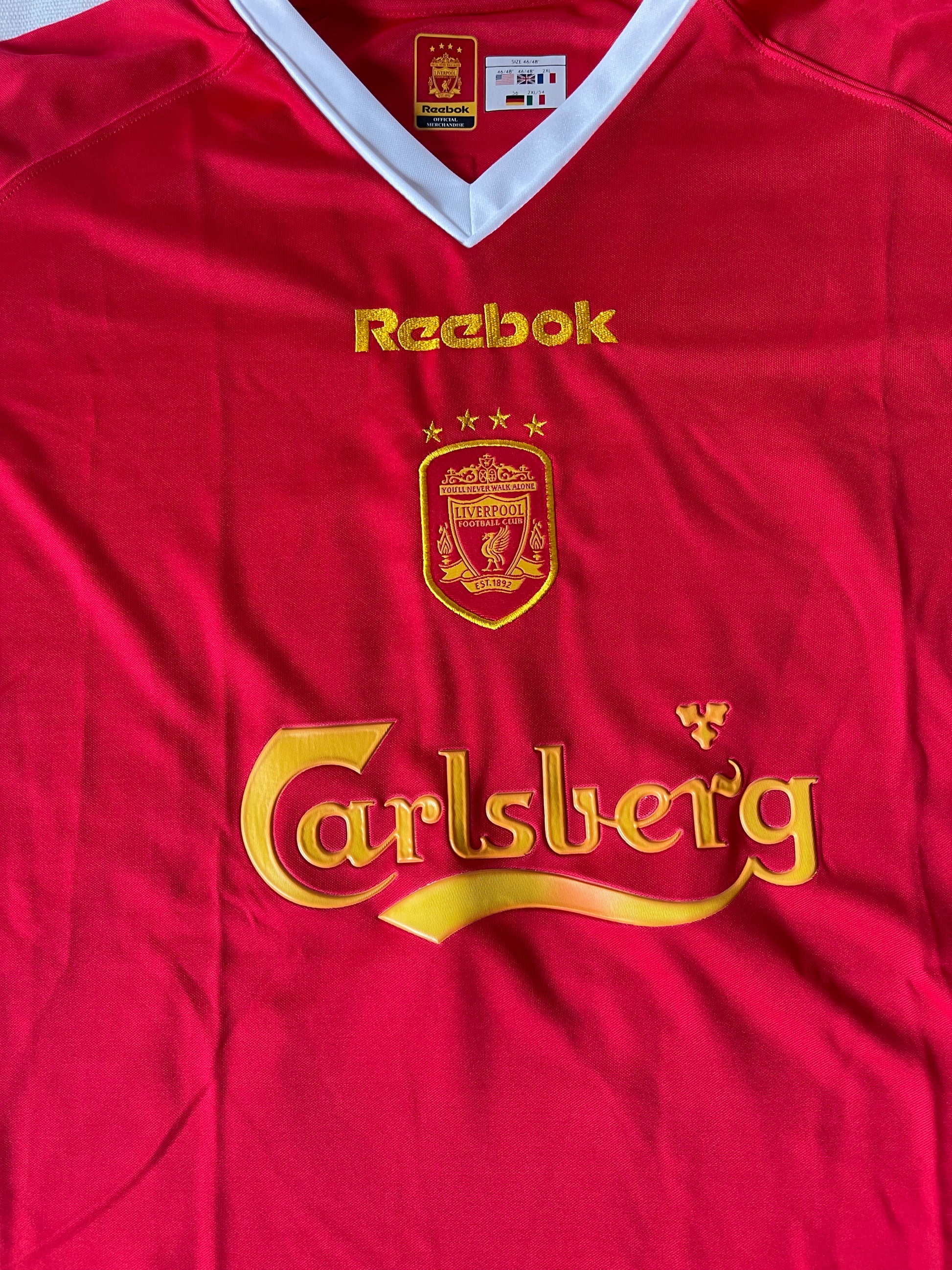 Liverpool F.C. Michael Owen Reebok #10 2001 - 2002 Home Football Shirt BNWT New Red Made in UK Carlsberg Champions League HydroMove Size 46''/48'' 2XL