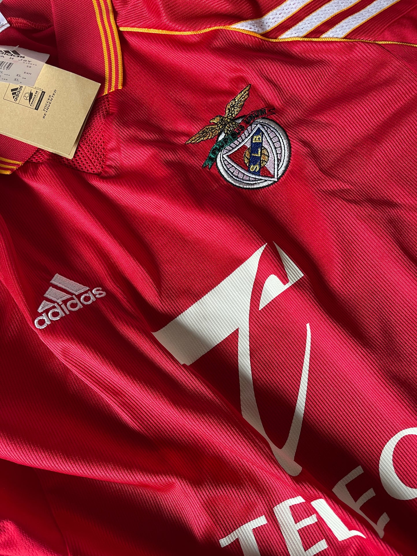 Vintage Benfica Lisbon Lisboa Adidas 1998 - 1999 Home Football Shirt Red Size XL Telecel Made in England Red BNWT New NOS OG DS