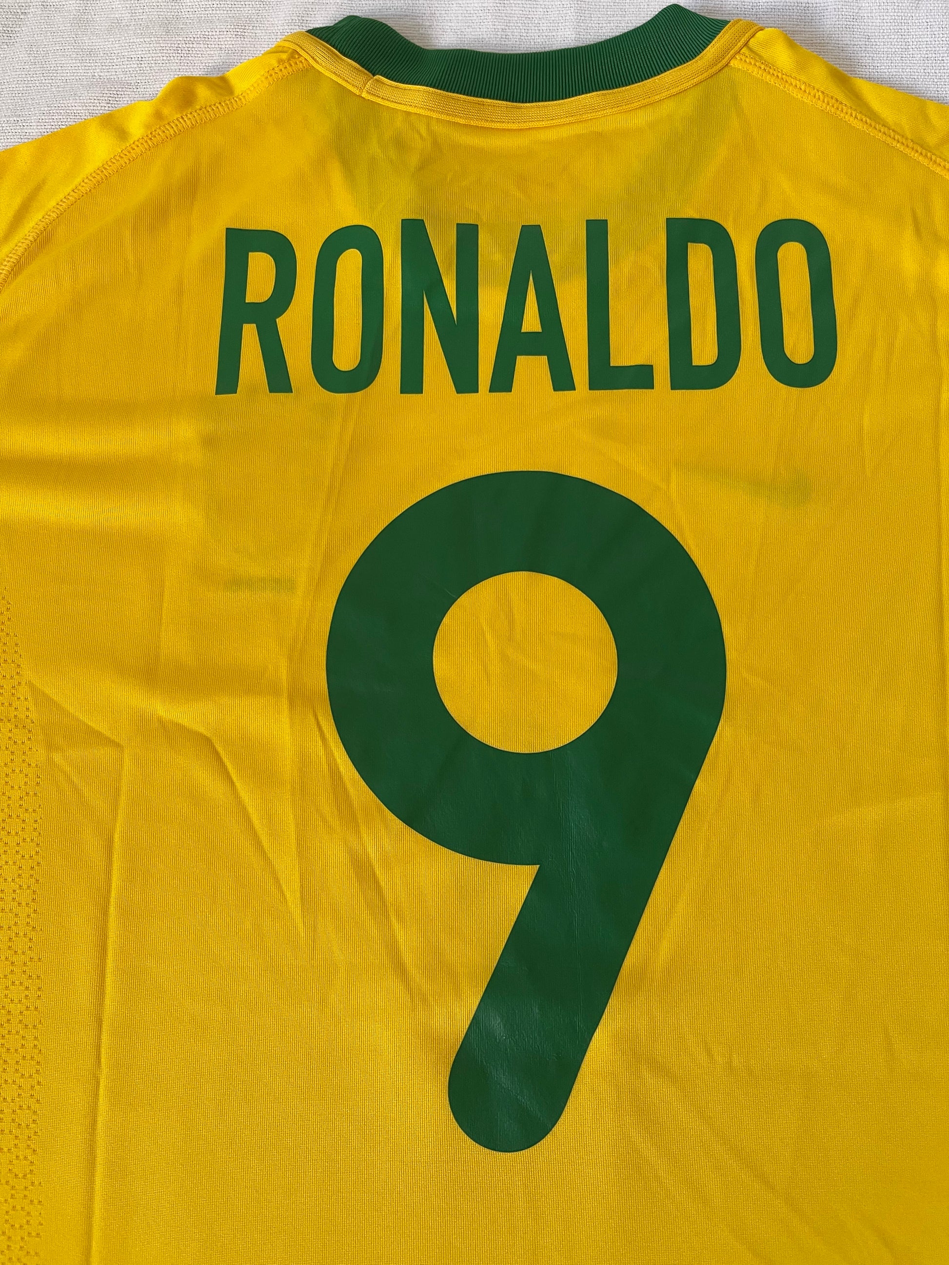 Authentic Ronaldo Brasil Brazil Nike No 9 2000-2001 Home Football Shirt Size L Dri-Fit Yellow BNWT New NOS OG DS
