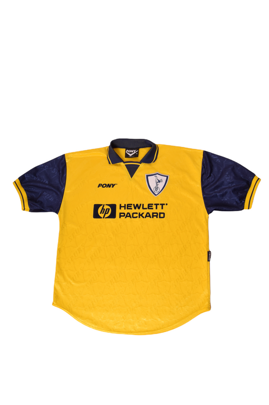 Tottenham Hotspur Pony 1995-1997 Third Football Shirt Yellow Size XL Made in UK Hewlett Packard