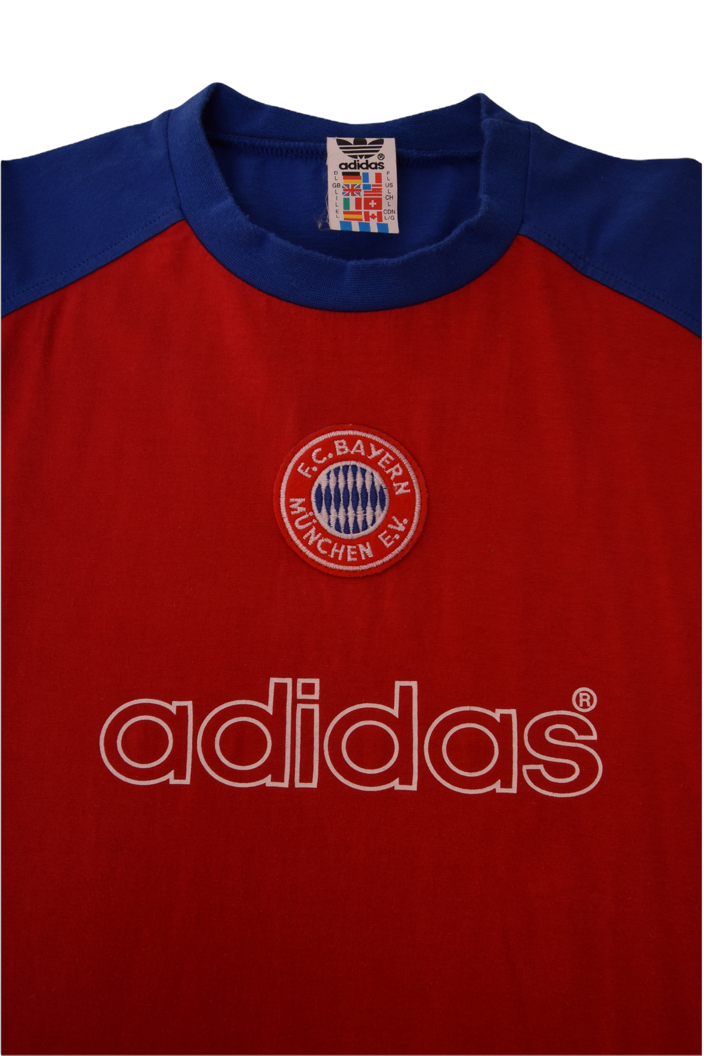 Vintage 90's Bayern Munchen Training Shirt 100% Cotton Red Blue White Size XL-XXL